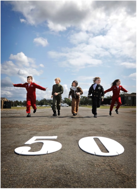 Charlie Calder, Sebastian Sheppard, Walker Kelly, Murdo Waite and Ingrid Jamieson from Athelstaneford Primary mark the National Museum of Flight’s 50th anniversary at East Fortune, East Lothian. Housed on a former Second World War airfield, the attraction opened its doors on 7 July 1975 and now houses an extensive collection of aircraft including a Red Arrows Hawk, a Supermarine Spitfire, a Vulcan bomber and Scotland’s Concorde.