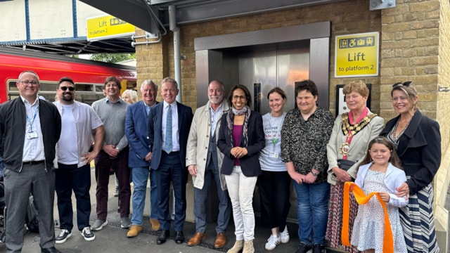 Guests celebrate the opening of the new lifts at Teddington: Guests celebrate the opening of the new lifts at Teddington