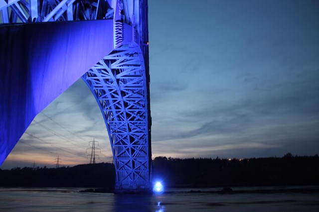 North Wales Britannia Bridge goes blue for NHS and key workers: Britannia Bridge 1