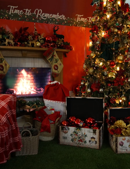 Fireplace Christmas Display at British Garden Centres