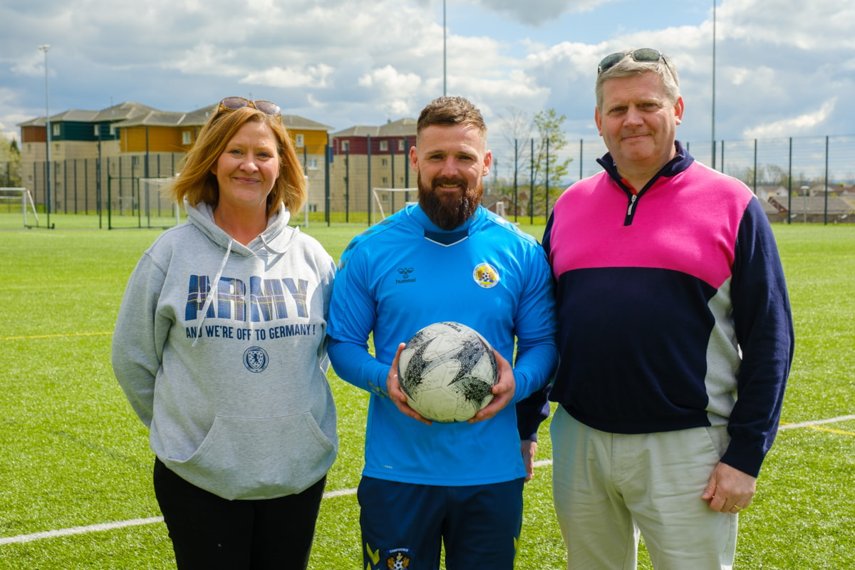 Tournament organiser Jye McCormick with Craig McArthur and Caroleann Maclellan ADP Development Officer