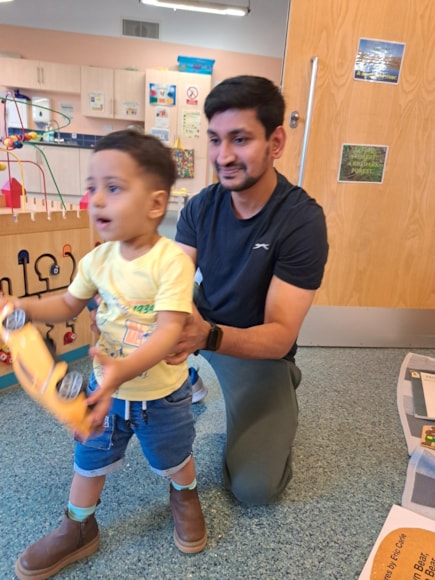 Akbar, dad of Emir, who is almost two years old, the Ribbleton Family Hub's teddy bears' picnic