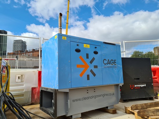 HS2 celebrates big emissions cuts through trial of LPG generator: Clean Air Gas Engine (CAGE) generator on an HS2 site in London