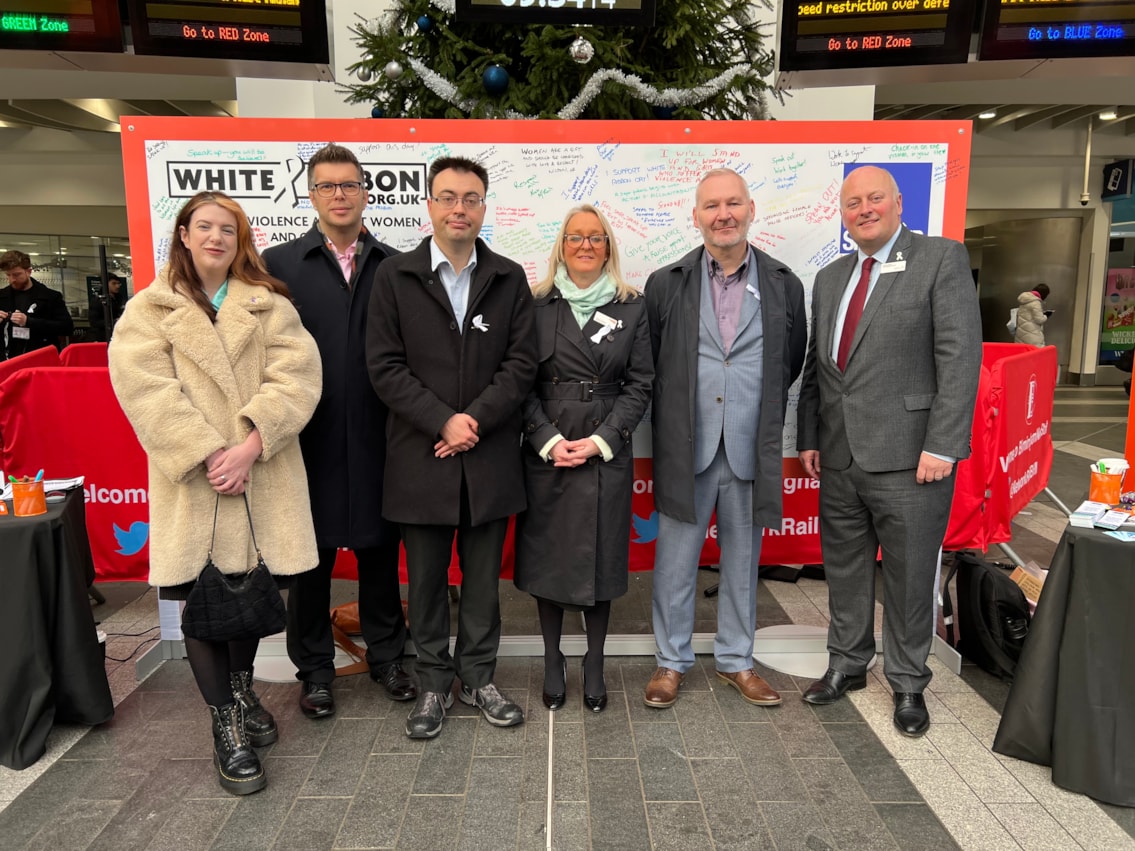 (From left to right) Councillor Nicky Brennan; Jonny Wiseman, customer experience director at West Midlands Railway; Laurence Turner MP; Denise Wetton, director for Network Rail Central route; Mal Drury-Rose, director of rail for Transport for West Midlands; Andy Mellors, managing director for Avanti West Coast