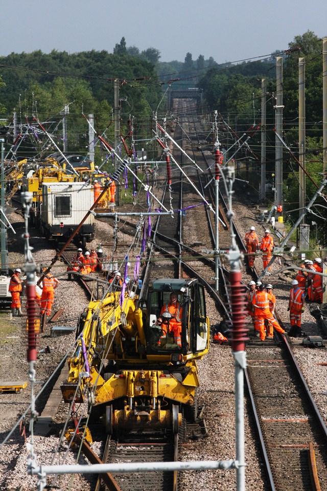 West Coast main line blockade work - July 2013: West Coast main line blockade work - July 2013. Balshaw Lane junction relaying