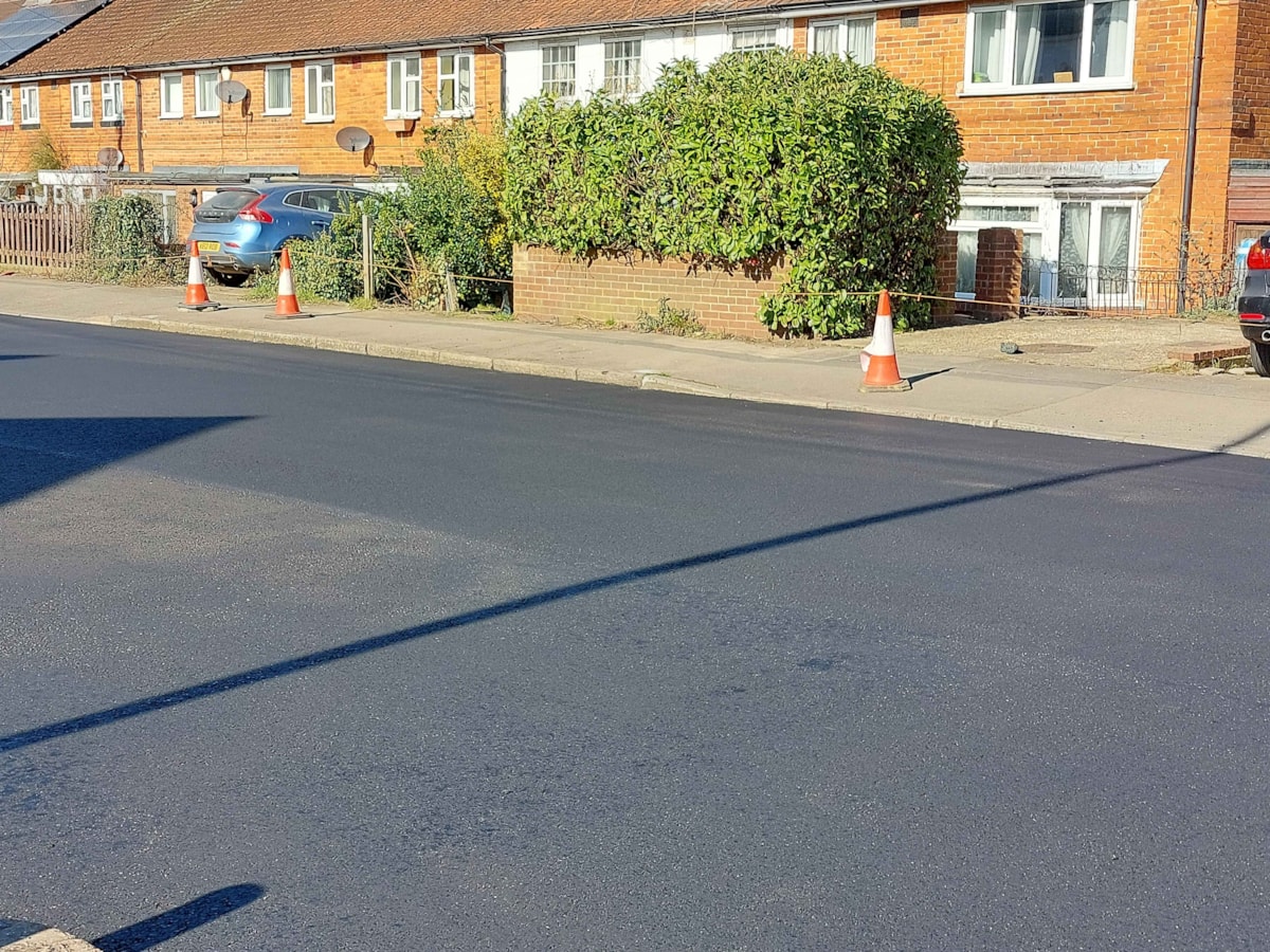 A section of Norcot Road resurfaced in the previous phase of improvements in March