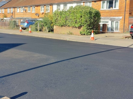 A section of Norcot Road resurfaced in the previous phase of improvements in March
