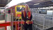 Phil Dominey standing by Inspiration train at Southampton Central: Phil Dominey, South Western Railway's Senior Regional Development Manager