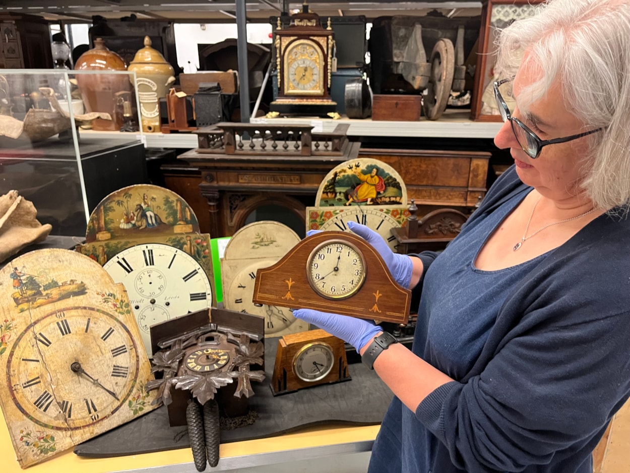 Clocks workshop: Among the pieces featured in the event will be an elaborate painted clockfaces by Leeds artisans J C Elliott and G Winter, who both had local workshops in the late 19th Century, when many such small, family-run workshops would have been located in big cities like Leeds.
An intricate early 20th Century Swiss-made wooden cuckoo clock and some classic examples of 19th and 20th Century carriage clocks are also included. They will be shown alongside a more modern, 1970s Minitman digital bedside alarm clock.
