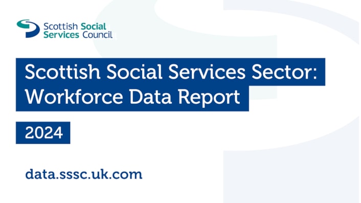 Workforce Data Report 2024 image with data.sssc.uk.com web address