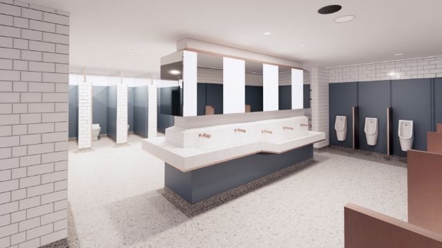 London Waterloo station toilets CGI: London Waterloo station toilets CGI