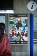 Poster and Leaflet for Rudy Loewe, The Congregation, 2025. Brixton Underground station. Commissioned by Art on the Underground. Photo - Benedict Johnson (2): Poster and Leaflet for Rudy Loewe, The Congregation, 2025. Brixton Underground station. Commissioned by Art on the Underground. Photo - Benedict Johnson (2)