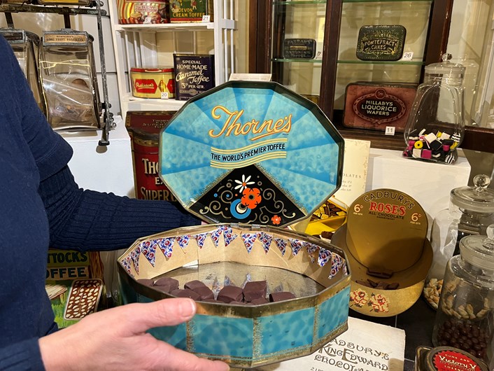 The Power of Persuasion: A tin of Leeds-made Thorne's toffee, which is on display as part of The Power of Persuasion at Abbey House Museum.