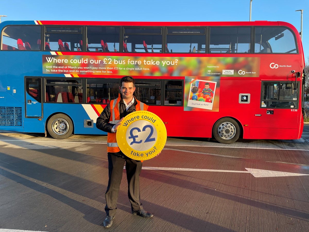 A Go-Ahead bus in Newcastle offering £2 promotional fares