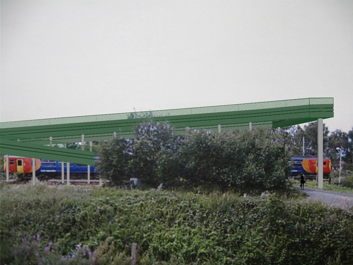 Artists impression of footbridge at Bayles & Wylies