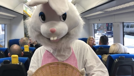 Easter Bunny on board a Northern train