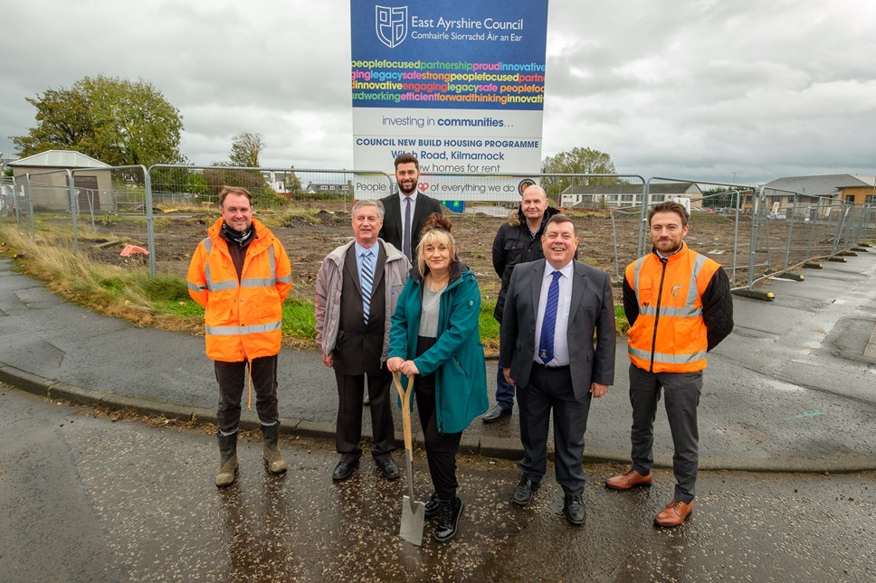 Cllr Jacqui Todd at the site of the new housing on Witch Road with Cllr Douglas Reid and local member Councillor Tom Cook