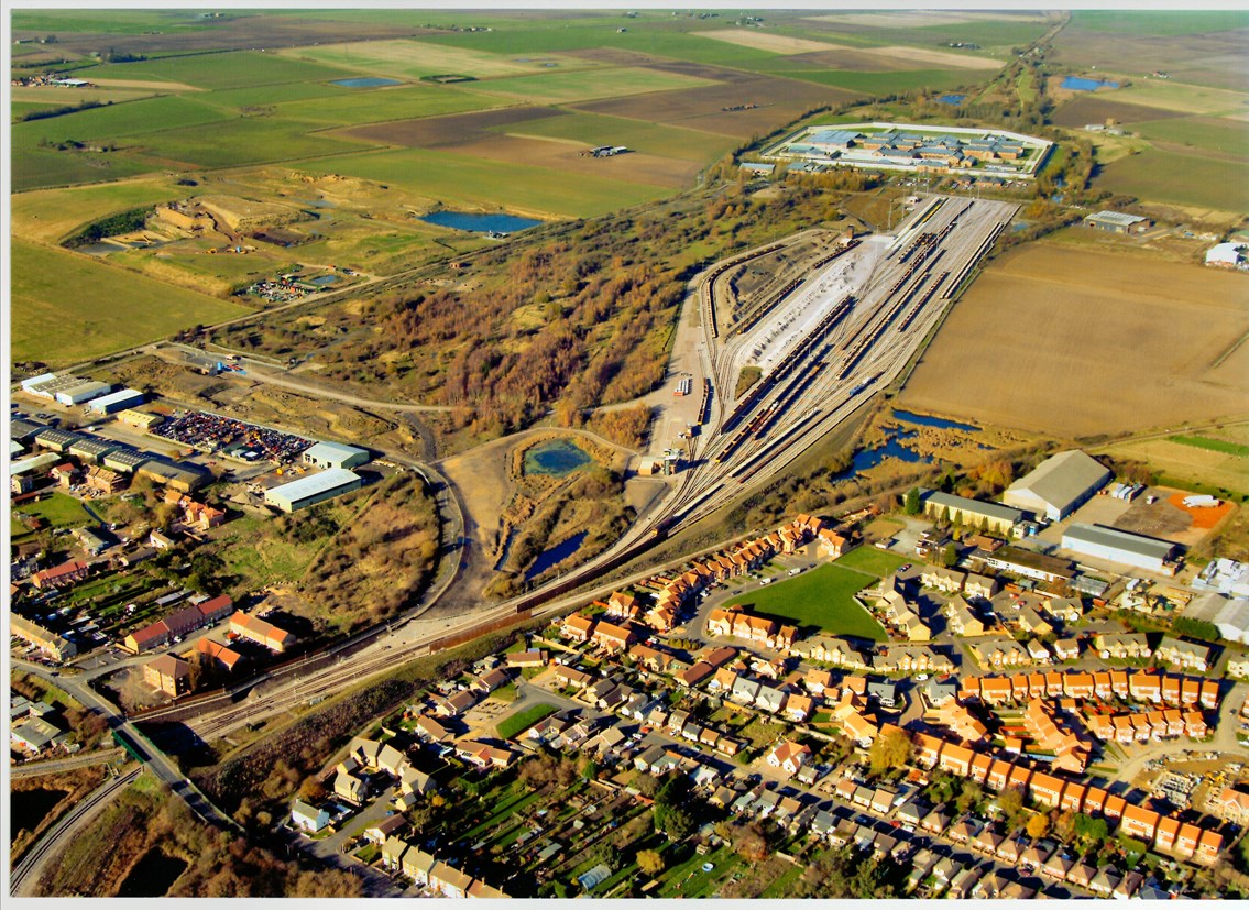 WHITEMOOR RAIL RECYCLING CENTRE PROMISES ECONOMIC AND ENVIRONMENTAL BOOST FOR MARCH: Whitemoor Yard - aerial view