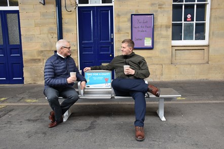 Pete Mason, Pricing Manager at TransPennine Express and Will Garside, Revenue Manager at TransPennine Express on TPE's 'Chatty Bench'