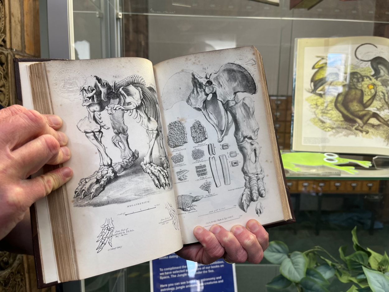 Antique book return: One of pair of antique library books written by a renowned 19th century geologist which have finally been returned 50 years late.
Volumes I and II of the esteemed Rev. William Buckland’s Geology and Mineralogy, written almost 200 years ago, were due back at Leeds Central Library in March 1976, but were instead discovered by staff in a charity shop in Beverley, East Yorkshire.