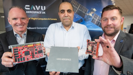 Adrian Gillespie, Chief Executive at Scottish Enterprise, Ali Maani , Chief Engineer at CAVU Aerospace UK, Andrew Dickson, Trade and Innovation Specialist at Scottish Enterprise