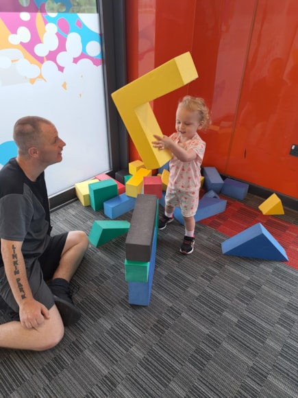 Dad of three Mark, playing with two-and-a-half-year-old daughter Annie-Joan