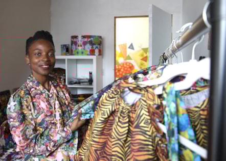 Fashion designer Barbeline Lusandu is based in Trowbridge Gardens and received Creative Enterprise Zone funding