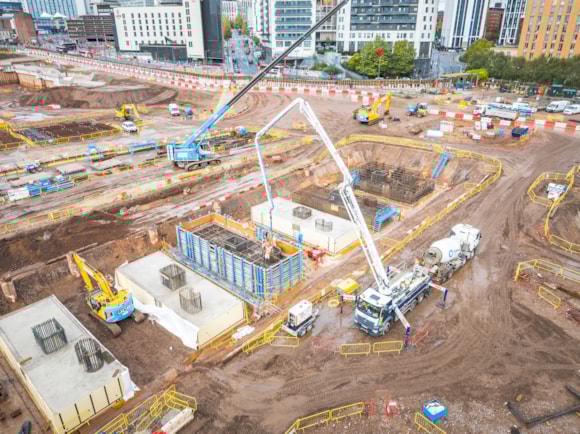 Pile caps being poured for the foundations of Curzon Street station Oct 2025