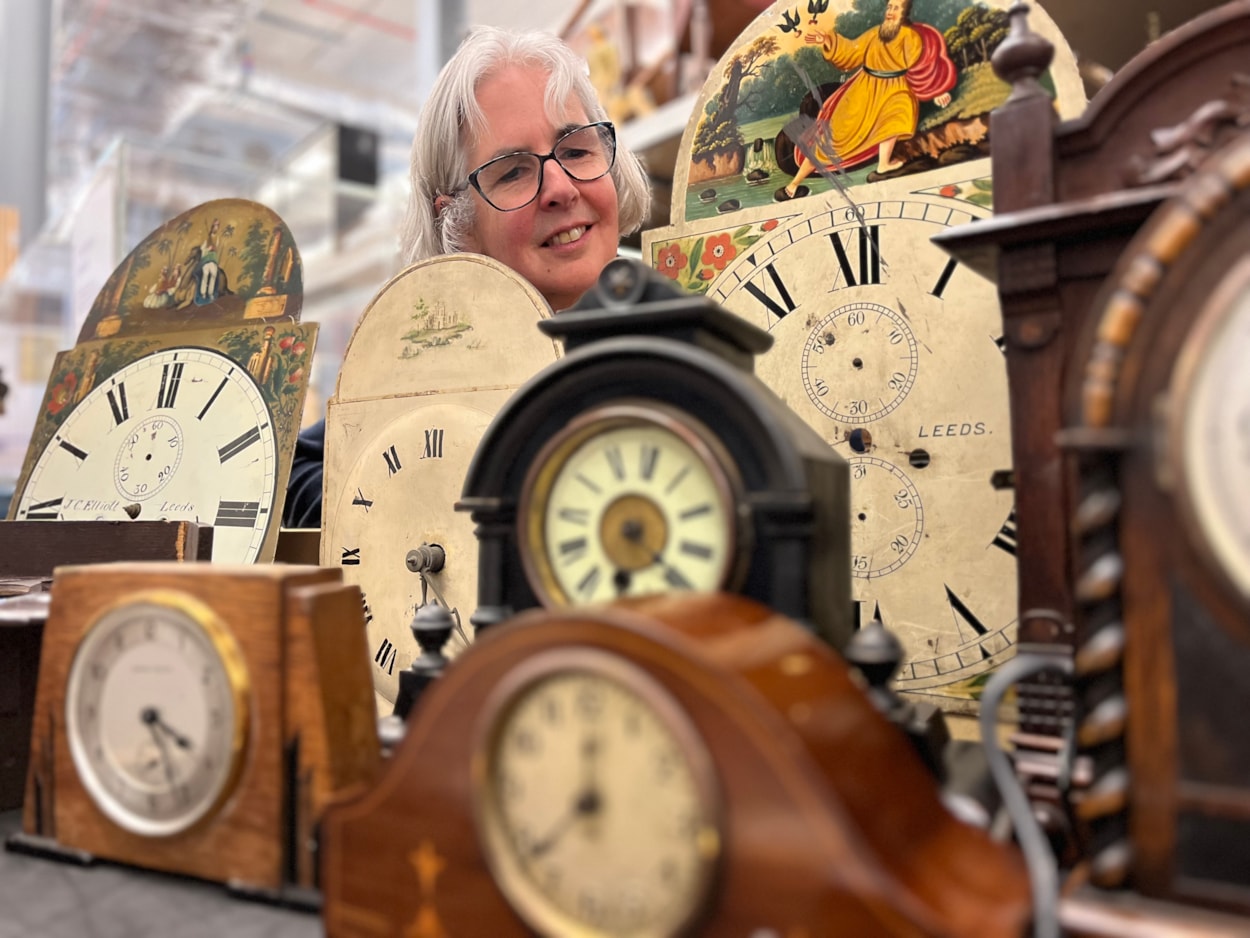 Clocks workshop: Curator Kitty Ross with some of the clocks in the Leeds Museums and Galleries collection.
The carefully curated collection of historic timepieces will be going on show at the Leeds Discovery Centre during a special family workshop exploring the art of clockmaking while looking at some of the museum’s objects.