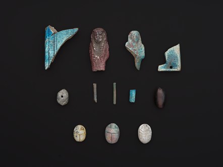 Fragmentary Egyptian objects excavated at Melville House. Copyright National Museums Scotland.