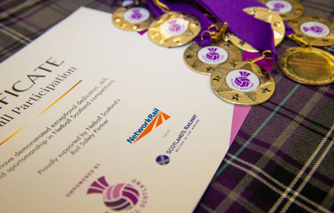 Network Rail announce a three-year partnership with Netball Scotland: GLASGOW, SCOTLAND - APRIL 19: Network Rail announce a three-year partnership with Netball Scotland at the Emirates Arena, on April 19, 2024, in Glasgow, Scotland.