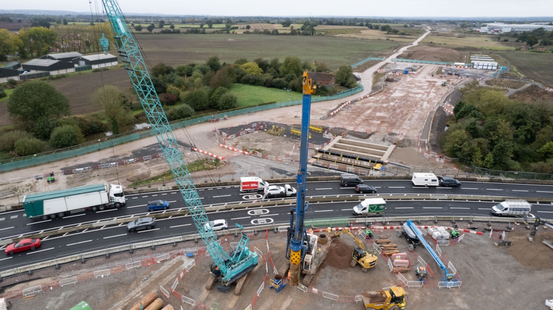 Rykneld Street bridge, Streethay - start of piling works-4