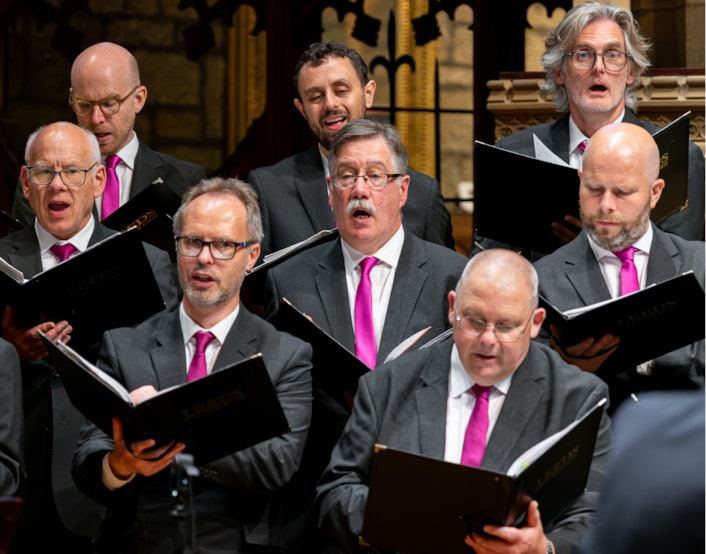 DPHAR 2026 - Leeds Male Voice Choir 1: Colin Clark, pictured centre, singing during a recent Leeds Male Voice Choir concert. Picture credit: Stage Shots Photography