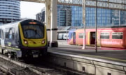 Arterio and Class 455 at London Waterloo - credit: South Western Railway: An Arterio train approaches London Waterloo as a Class 455 waits to depart. Arterios will eventually replace all Class 455s on the South Western Railway network. Credit: South Western Railway