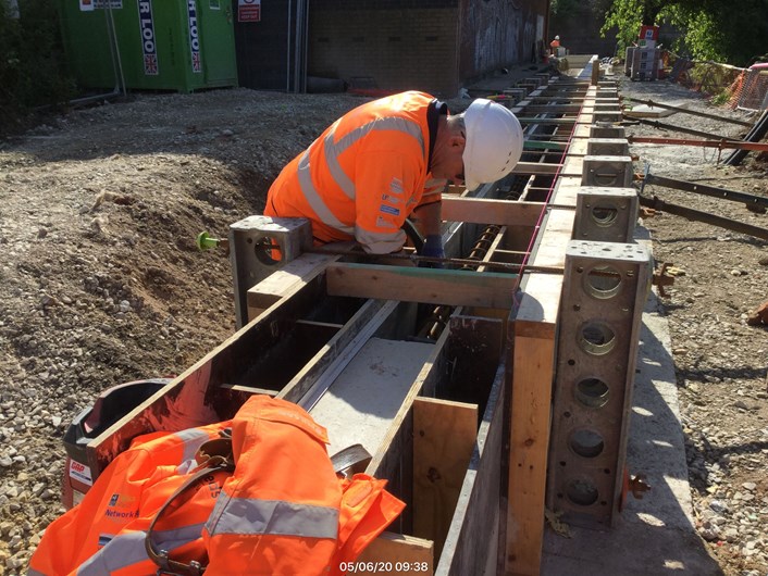 Flood scheme wall being prepared: Work on the Leeds Flood Alleviation Scheme on Kirkstall Road  (image courtesy of BMMjv)