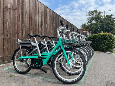 New ebikes lined up outside Bournemouth Station