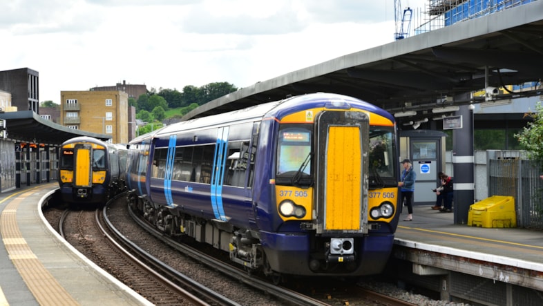 Southeastern introduces timetable boost from May with newer trains and more carriages to support a growing railway: Class 377 train pulls into Rochester station-3 cropped