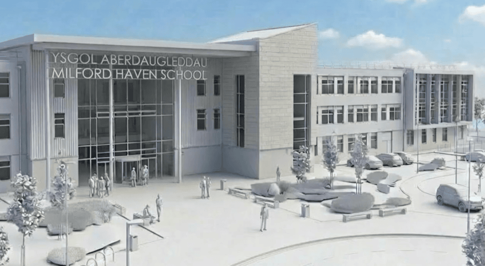 Artist impression of proposed new school at Milford Haven