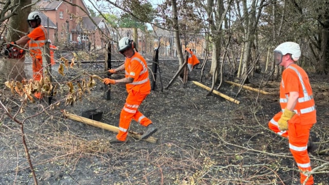Major railway recovery underway after Stourbridge wildfires: Network Rail teams clearing railway land after the Stourbridge fire