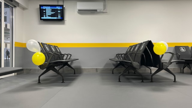 A close up of new and improved seating in the assisted travel lounge at Euston: A close up of new and improved seating in the assisted travel lounge at Euston