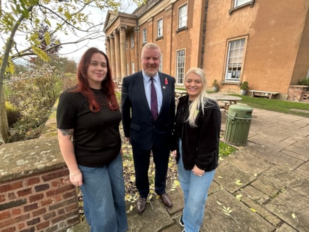 Olivia Marshall (Fun City), Cllr Damian Corfield and Carlie Hill (Fun City).