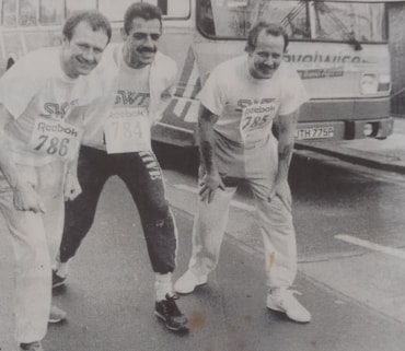 Kenny Beckers (left) with colleagues at the Llanelli 10K in the 1970s