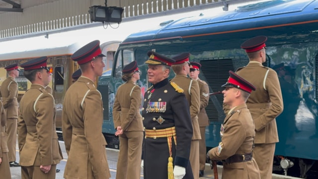 Sir Andrew Gregory inspects the troops of the 14th Regiment Royal Artillery: Sir Andrew Gregory inspects the troops of the 14th Regiment Royal Artillery
