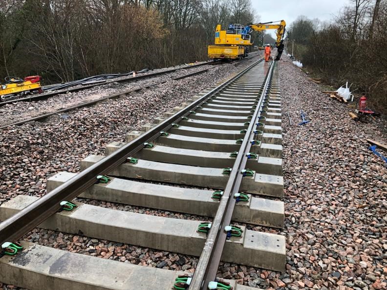 Network Rail to reopen Redhill-Tonbridge line early as Edenbridge landslip repairs speed ahead: Track laying at Edenbridge