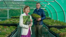 Royal Botanic Garden Edinburgh Regius Keeper, Professor Julia Knights and NatureScot Chief Executive, Nick Halfhide. Copyright: Tony Marsh Photography: Royal Botanic Garden Edinburgh Regius Keeper, Professor Julia Knights and NatureScot Chief Executive, Nick Halfhide, launching the Scottish Plant Biodiversity Strategy.