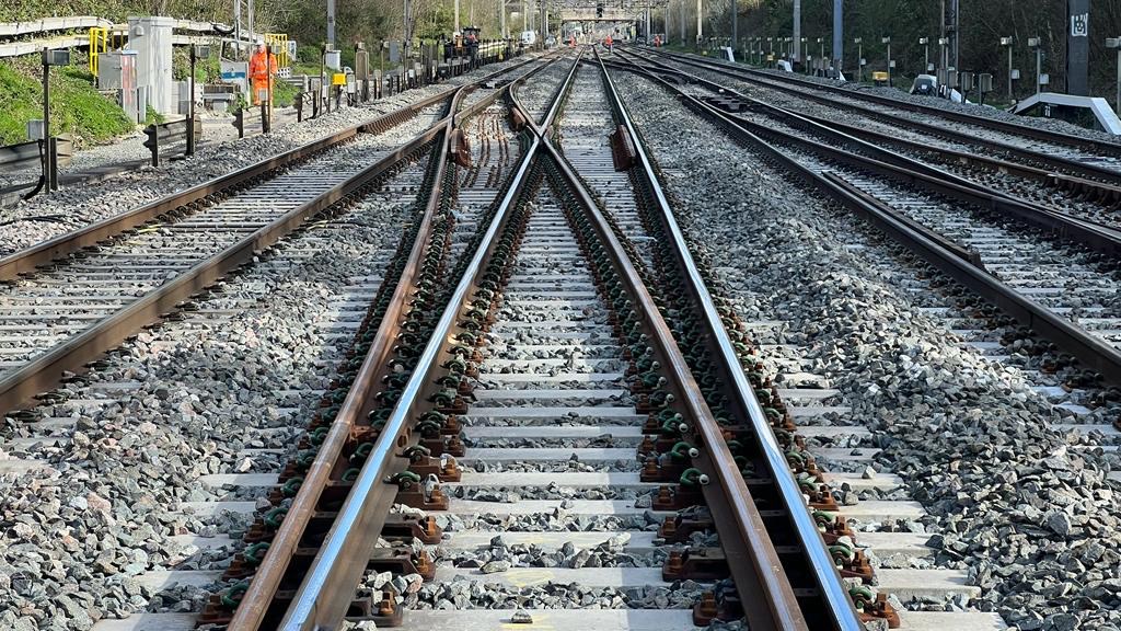 New Watford junction after work completion Easter 2023 track shot