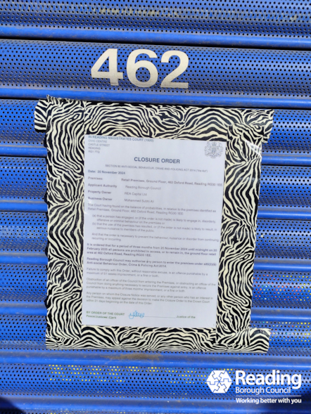 Closure order on shopfront