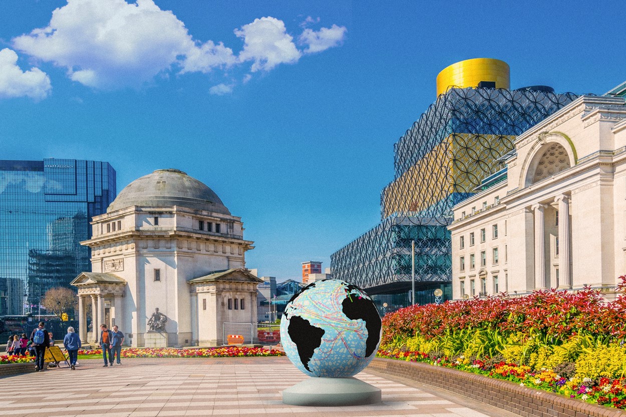 Yinka Shonibare The World Reimagined Globe Render: Artists impression of one of the stunning globe structures like those that will be coming to Leeds.