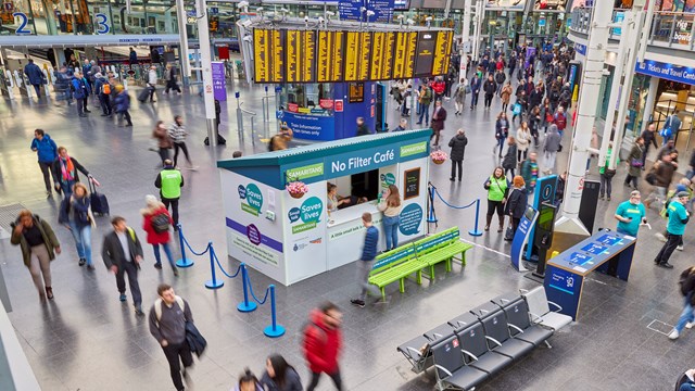 North West stations support Samaritans' Small Talk Saves Lives: The 'No Filter Cafe' at Manchester Piccadilly