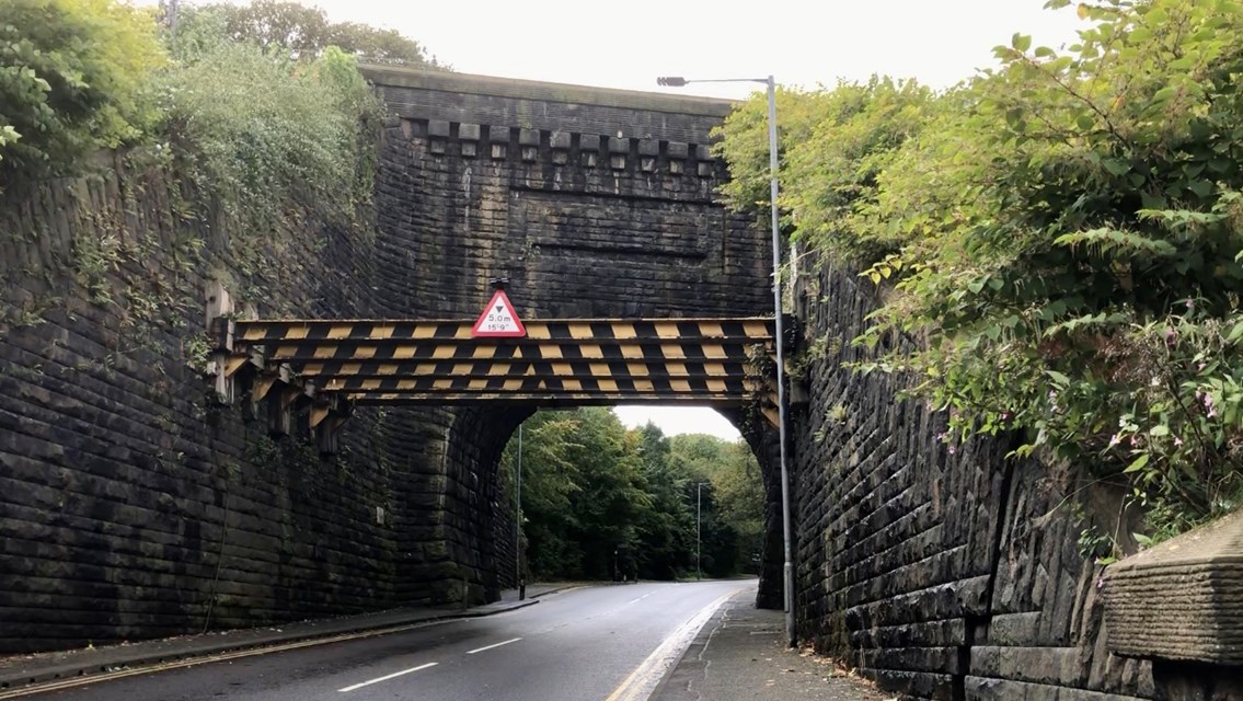 Historic railway bridge strengthened for passengers in Bolton: The bridge at Stoneclough Road in Bolton October 2019